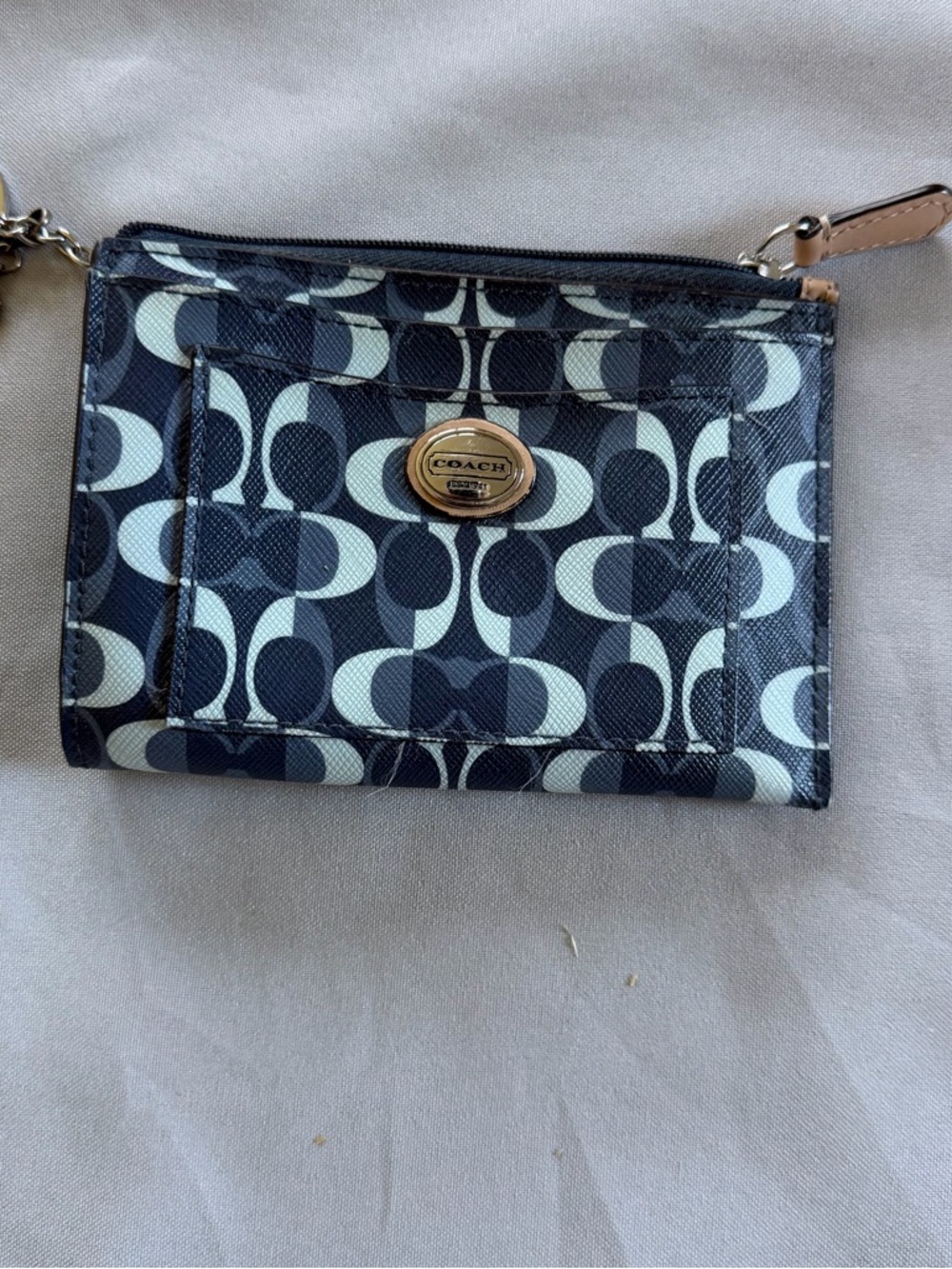 Coach Navy Signature Canvas Small wallet/card holder/keychain